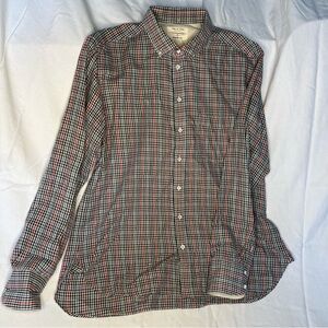 Rag & Bone Long Sleeve Button Down Shirt Red Blue Black White Plaid XL